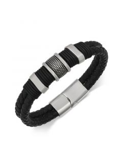 Men's Stainless Steel & Leather Bracelet