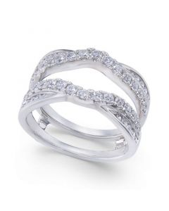 Diamond Curved Overlapped Solitaire Enhancer Ring Guard (1 ct. t.w.) in 14k White Gold