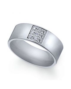 Men's Stainless Steel Cubic Zirconia Ring