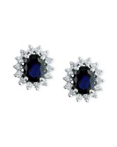 Royalty Inspired by EFFY® Sapphire (2-7/8 ct .t.w.) and Diamond (3/4 ct. t.w.) Stud Earrings in 14k White or Yellow Gold