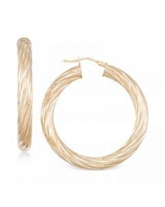 Textured Twist Hoop Earrings in 14k Gold