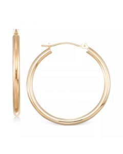 Polished Tube Hoop Earrings in 10k Gold, White Gold or Rose Gold