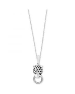 Signature by EFFY® Diamond Panther Head Pendant Necklace (1/8 ct. t.w.) in Sterling Silver