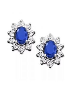 Sapphire (1-1/3 ct. t.w.) and Diamond Accent Stud Earrings in 10k White Gold (Also in Emerald)