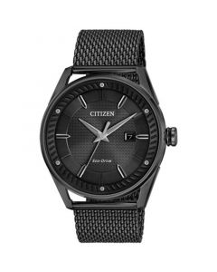 Men's Drive From Citizen Eco-Drive Black Mesh Stainless Steel Bracelet Watch 42mm