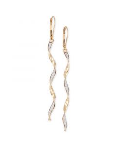 Twist Glitter Long Drop Earrings in 14k Gold