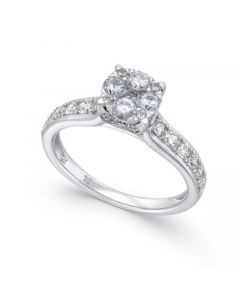 Diamond Cluster Engagement Ring (1 ct. t.w.) in 14k White or Yellow Gold