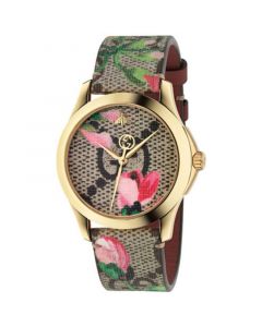 G-Timeless Pink Blooms Canvas Strap Watch 38mm