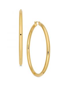 Polished Thin Tube Hoop Earrings in 14k Gold