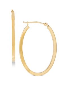 Polished Oval Flat-Edge Tube Earrings in 10k Gold, 1-1/5"