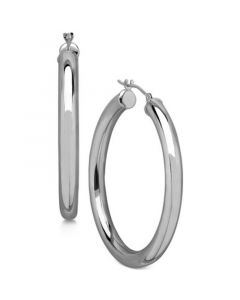 Polished Tube Hoop Earrings in 14k White Gold