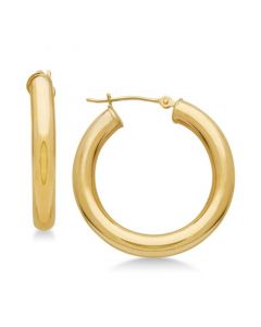 Polished Tube Hoop Earrings in 14k Gold