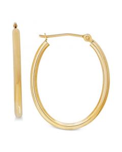 Polished Oval Tube Hoop Earrings in 10k Gold, 1 inch