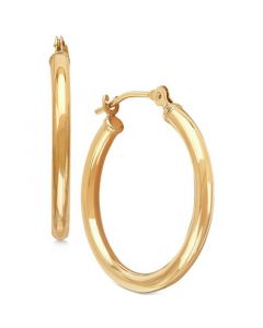 Polished Tube Hoop Earrings in 10k Gold, 4/5 inch