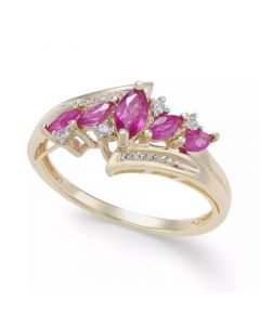 Ruby (3/4 ct. t.w.) & Diamond (1/10 ct. t.w.) in 14k Gold (Also in Tanzanite, Sapphire and Emerald)