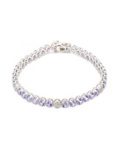 Tanzanite (8 ct. t.w.) & White Sapphire (1/4 ct. t.w.) Tennis Bracelet in Sterling Silver