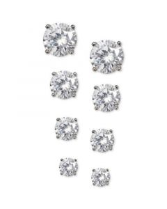 4-Pc. Set Cubic Zirconia Stud Earrings in Sterling Silver, Created for Macy's