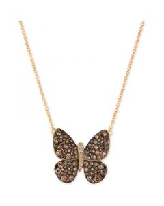 Chocolatier® Diamond Butterfly Pendant Necklace (1-7/8 ct. t.w.) in 14k Rose Gold or Yellow Gold.