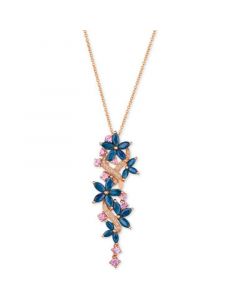 Multi-Sapphire (3-3/8 ct. t.w.) & Diamond (1/10 ct. t.w.) Pendant Necklace in 14k Rose Gold