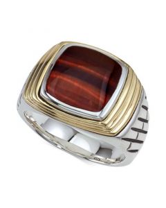 Tiger's Eye (12 x 10mm) Ring in Sterling Silver & 14k Gold, Created for Macy's