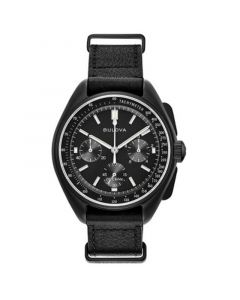 Men's Lunar Pilot Chronograph Black Leather Strap Watch 45mm