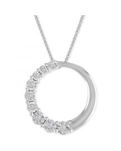 Diamond Accent Circle Pendant Necklace in 10k White Gold