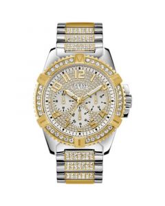 Men's Pavé Crystal-Set Two-Tone Stainless Steel Bracelet Watch 50mm