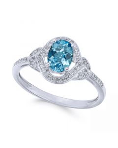 Blue Topaz (9/10 ct. t.w.) & Diamond (1/8 ct. t.w.) Ring in 14k White Gold (Also available in Citrine)