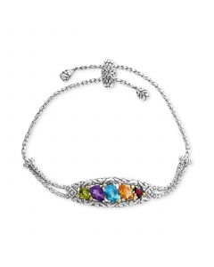 EFFY® Multi-Gemstone Bolo Bracelet (4-7/8 ct. t.w.) in Sterling Silver & 18k Gold