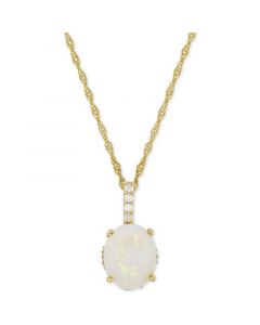 Opal (1-5/8 ct. t.w.) & Diamond (1/10 ct. t.w.) Pendant Necklace in 14k Gold