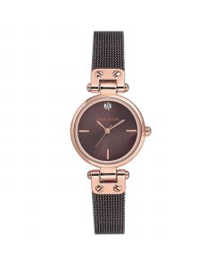 Women's Diamond-Accent Brown Stainless Steel Mesh Bracelet Watch 26mm