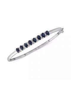 Tanzanite (3-1/8 ct. t.w.) & Diamond (1/8 ct. t.w.) Bangle Bracelet in 14K Gold over Sterling Silver (Also Available in Ruby, Emerald, and Sapphire)