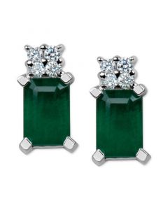 Emerald (1-1/5 ct. t.w.) & Diamond Earrings in 14k White Gold