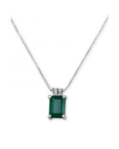 Emerald (9/10 ct. t.w.) & Diamond Accent 16" Pendant Necklace in 14k White Gold