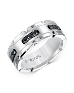 Men's Diamond Comfort Fit Band (1/3 ct. t.w.) in White Tungsten Carbide & Sterling Silver