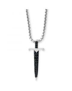 EFFY® Men's Black Sapphire Sword Pendant Necklace (3/4 ct. t.w.) in Sterling Silver