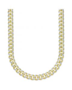 24" Men's Two-Tone Cuban Link Chain Necklace in 14k Gold-Plated Sterling Silver and Sterling Silver