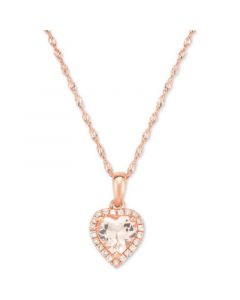 Morganite (5/8 ct. t.w.) & Diamond Accent Heart Pendant Necklace in 14k Rose Gold