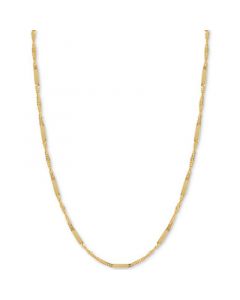 18" Flat Bar Singapore Chain Necklace (1/3mm) in 14k Gold