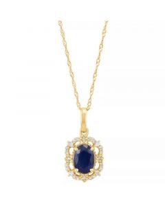 Ruby (1 ct. t.w.) & Diamond (1/10 ct. t.w.) Pendant 18" Necklace in 14k Yellow Gold (Also Available in Sapphire & Emerald)