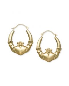 10k Gold Earrings, Claddagh Hoops