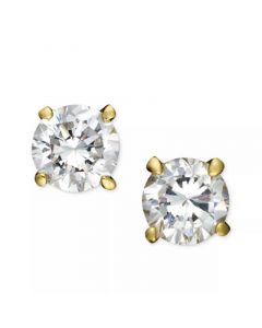 18k Gold and Sterling Silver Earrings, Round Cubic Zirconia Studs (1/2 ct. t.w.)