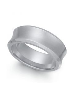 Stainless Steel Men's Matte Finish Concave Ring