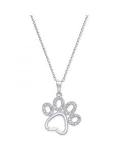 Diamond Pawprint Pendant Necklace (1/10 ct. t.w.) in Sterling Silver