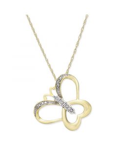 Diamond Accent Butterfly Pendant Necklace in 10k Gold