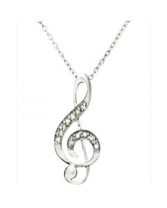 Diamond Pendant Necklace, Sterling Silver Diamond Music Note (1/10 ct. t.w.)