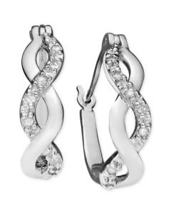 Diamond Infinity Hoop Extra Small Earrings  in 18k Gold and Sterling Silver (1/10 ct. t.w.)