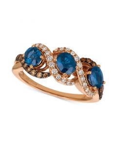 Chocolatier® Blueberry Sapphire™ (1-1/5 ct. t.w.) & Diamond (3/8 ct. t.w.) Ring in 14k Rose Gold