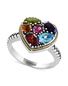 Balissima by EFFY® Multi-Gemstone Two-Tone Heart Ring (2-1/6 ct. t.w.) in Sterling Silver & 18k Gold