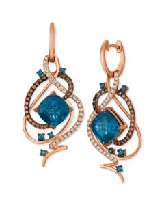 Crazy Collection® Deep Sea Blue Topaz™ (7-1/2 ct. t.w.) & Diamond (1 ct. t.w.) Drop Earrings in 14k Rose Gold